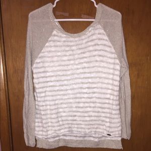 Tan and white striped sweater